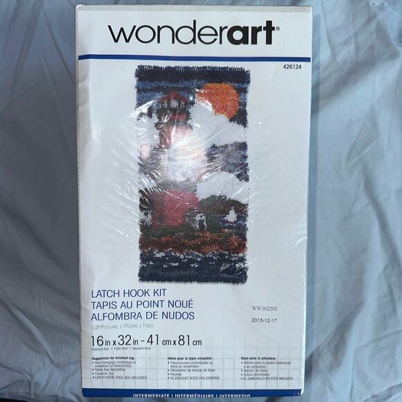 NOS Sealed 2013 Caron Wonderart Latch Hook Kit Lighthouse Scene 16x32 #42614 - Picture 1 of 6
